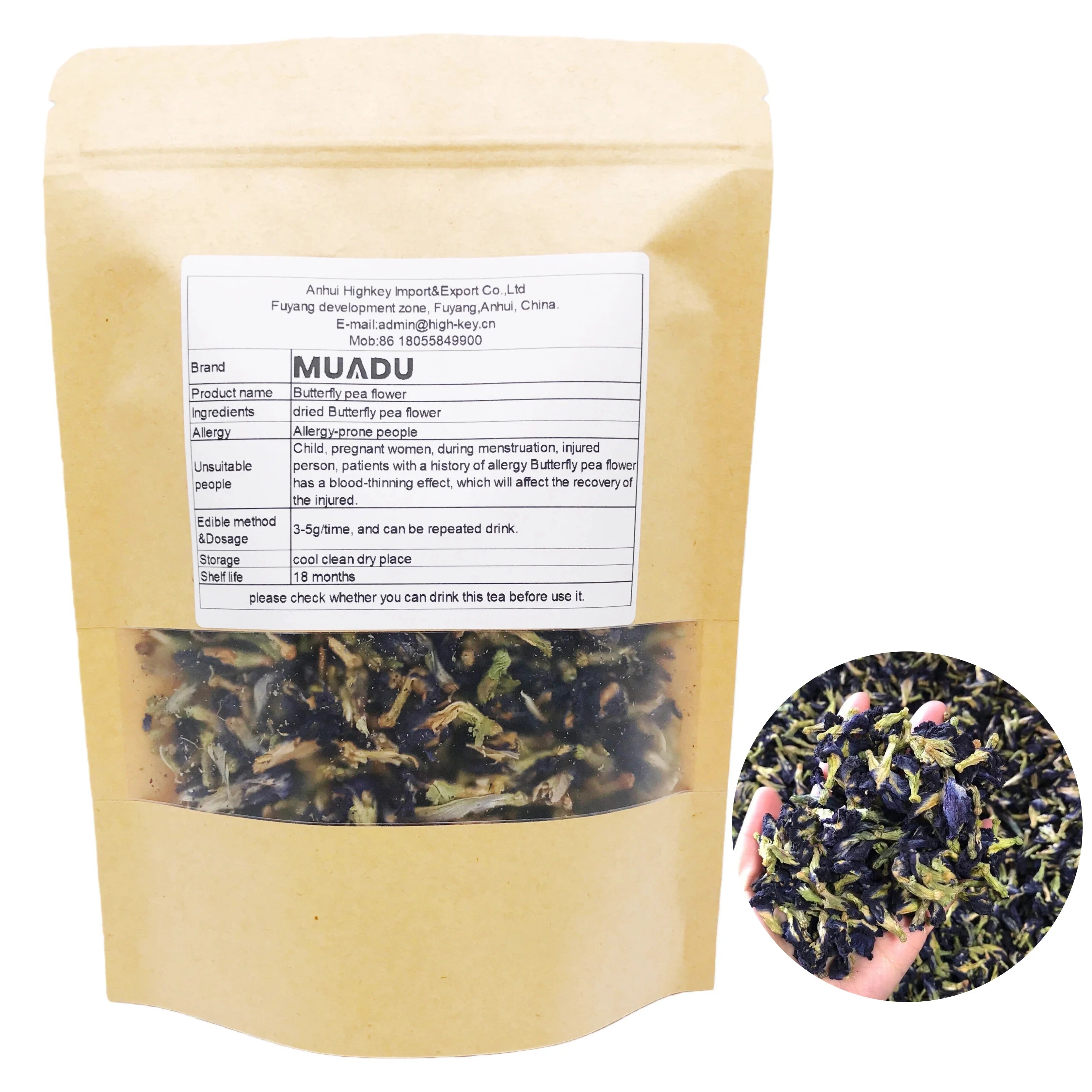 4004 Die Dou Hua Dry Herbs Natural Products Dried butterfly Pea Flower Tea