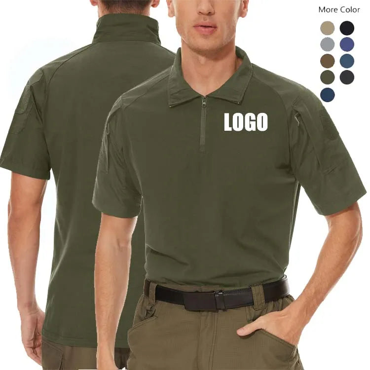 Custom Logo Breathable Cotton Short Sleeve Outdoor Tactical Work Shirt Working Tactical Shirt for Men T Shirt for Men Tactical