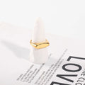 Retro Simple 18K Plain Gold French Flair D Thin Finger Rings Stainless Steel Strip Rectangle Signet Personality Women's Rings
