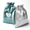 Wholesales Wig Satin Pouch Bags With Logo Custom Luxury Women Silk Hair Big Black Drawstring Bags for Hair Bundles
