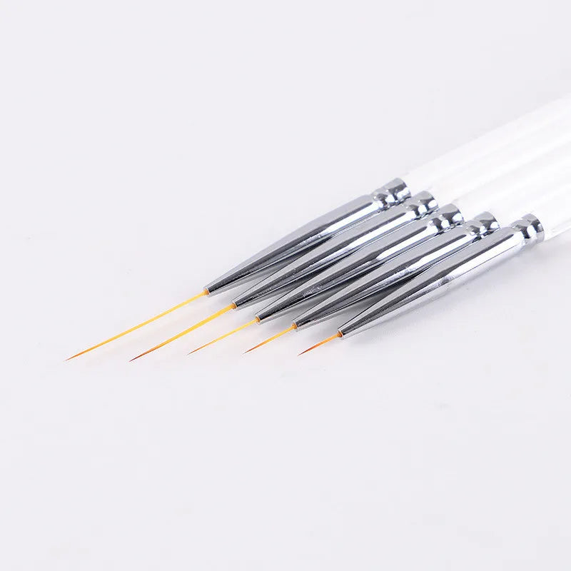 5 Pcs Professional Acrylic Nail Art Brush Set Fine Detail Liner Pens Striping Brushes Nail Art Liner