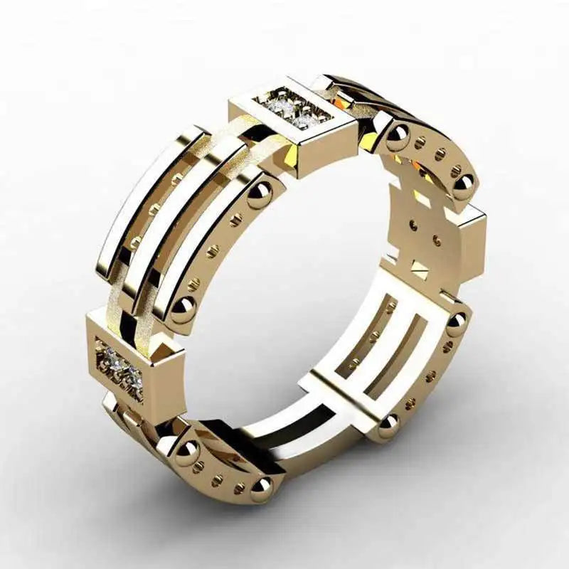 Classic Micro-Set Zircon Hollow Ring for Men Fashion Ring for Daily Wear