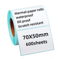 Custom Size Direct Thermal Labels Paper Roll 70x50 mm 800 Sheets White Blank Shopping Stickers Waterproof Packaging Labels