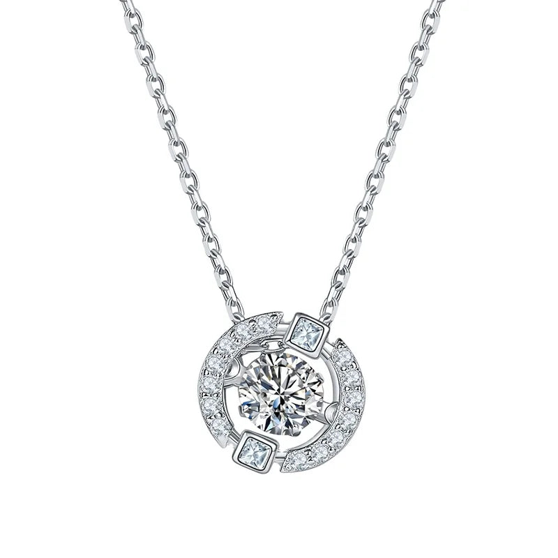 RINNTIN SMN61 Design Jewelry 925 Sterling Silver Spirit Necklace Moissanite D Color VVS Pendant for Women Moissanite Necklace