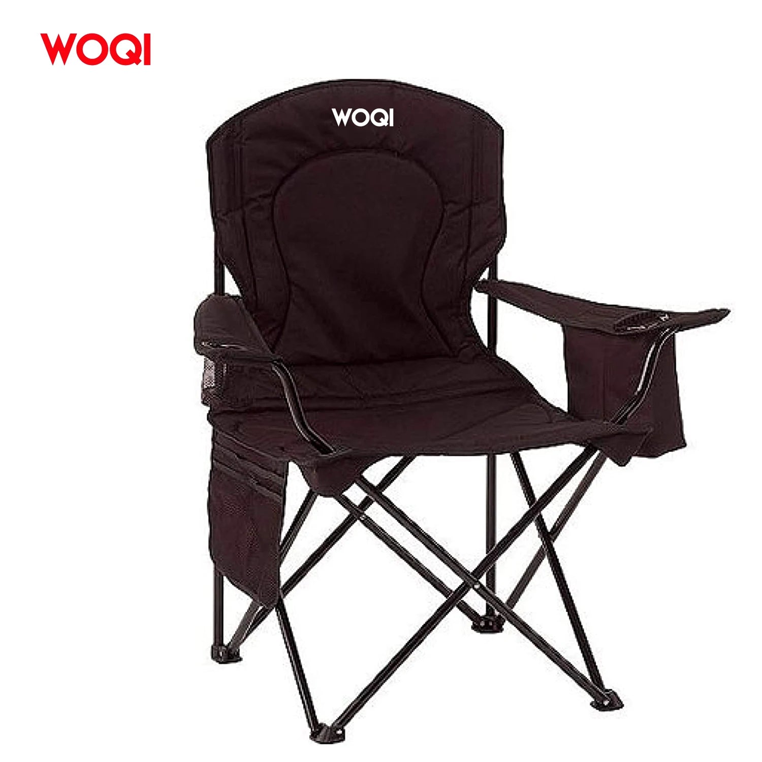 WOQI Manufacturer Double Layer Fabric with Cotton Supports 300lbs Padded Seat Folding Camping Chair for Outdoor