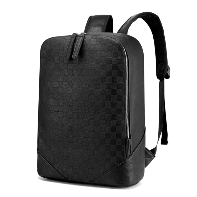 Oem Custom ultra Slim  Plain Computer Work Gray Retro15.6 Unisex Quilted Pu Leather Backpack with Letters