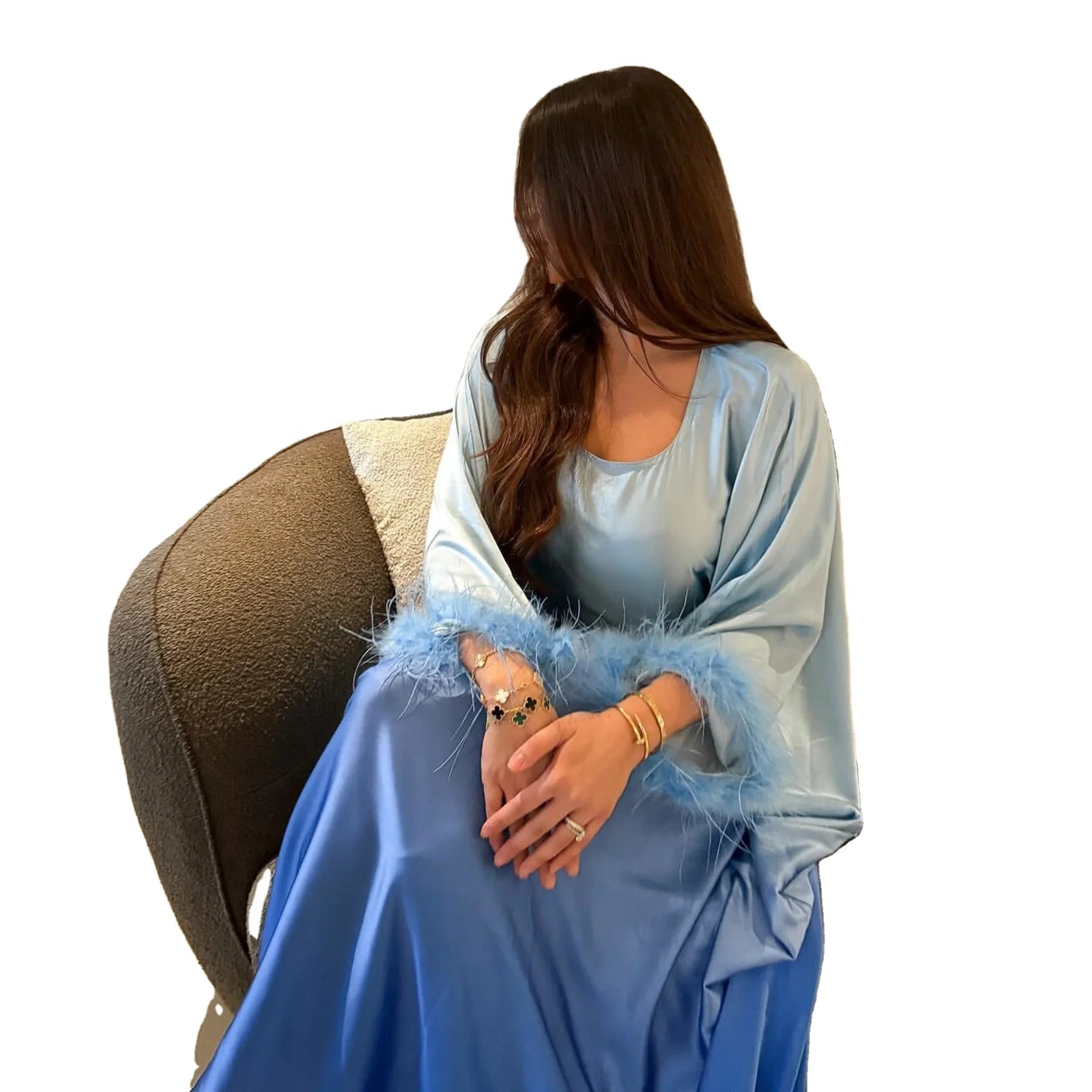New Collection Elegant Abaya High Quality Change Color Casual Batwing Sleeves Maxi Dress for Women L279
