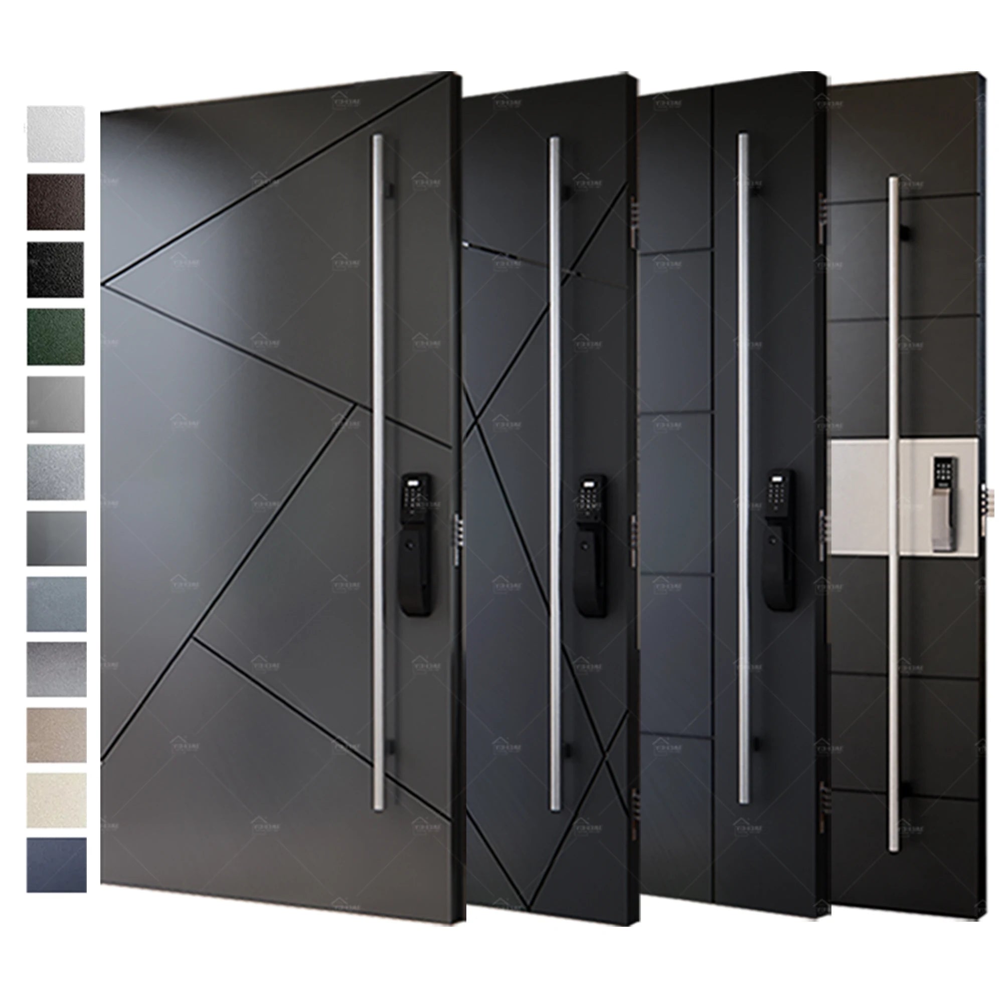 European Style Hotel Villa House Metal Cast Aluminum Exterior Doors Single Door Design Smart Lock Front Entry Doors