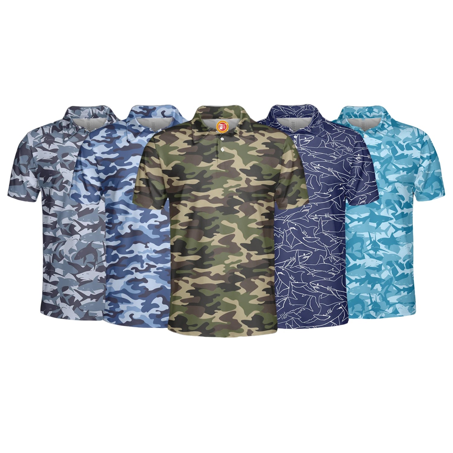 Custom Logo Knitted 92% Polyester 8% Spandex Quick Dry Sports Camouflage Pattern Print Oversized Fashion Golf for Shirts for