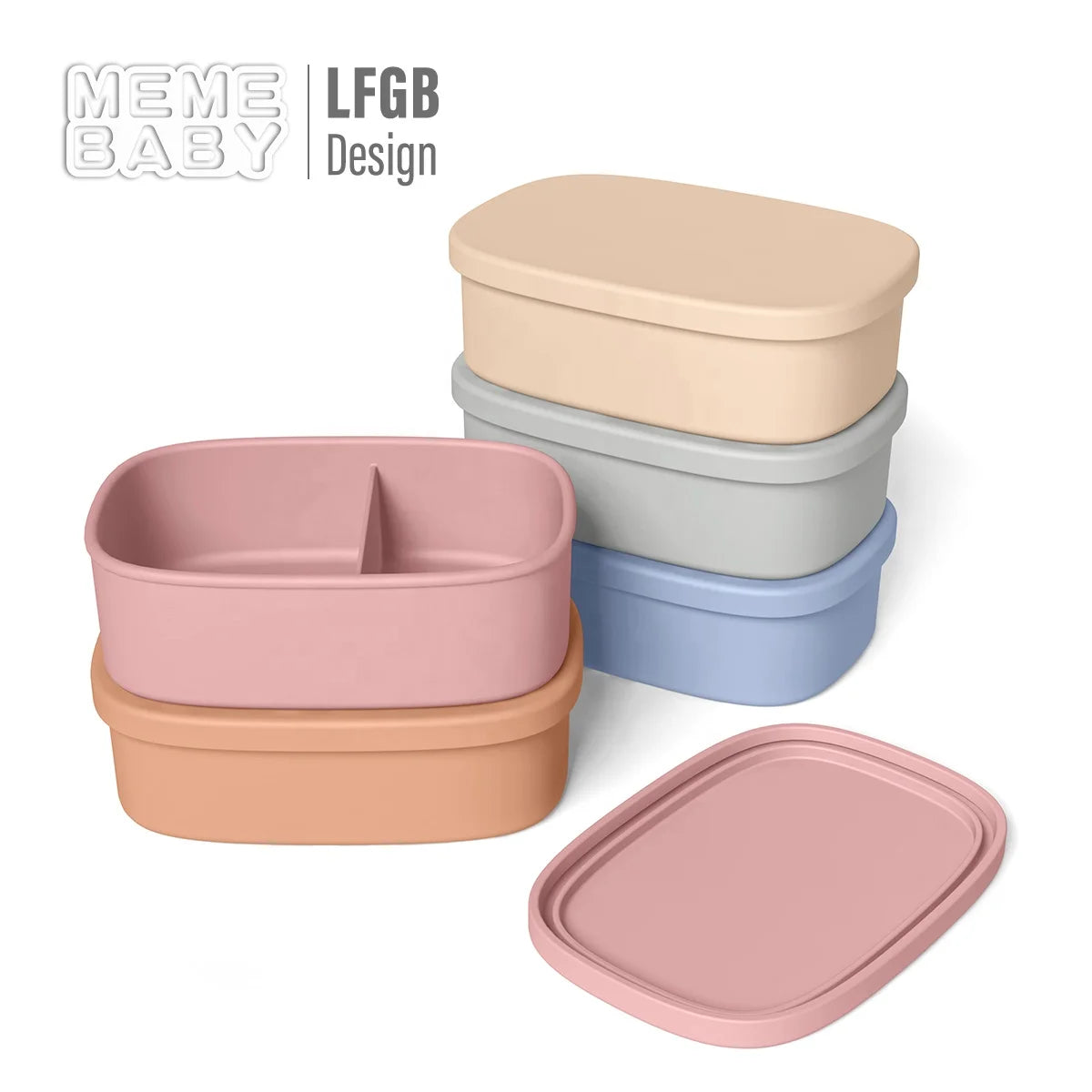 Silicone Bento 2 Section Lunch Box Food Microwave Dishwasher Safe Food Container Outside School Lunch Box