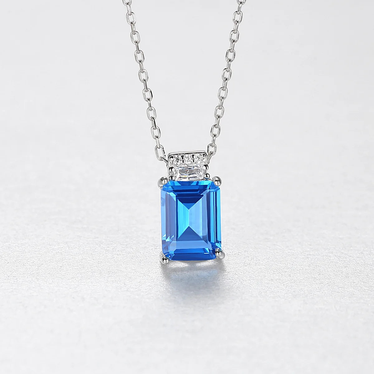 2024 Acme  Necklaces Custom S925 Silver Emerald Cut Square Blue Natural Stone Luxury Fine Jewelry  Necklace Pendant