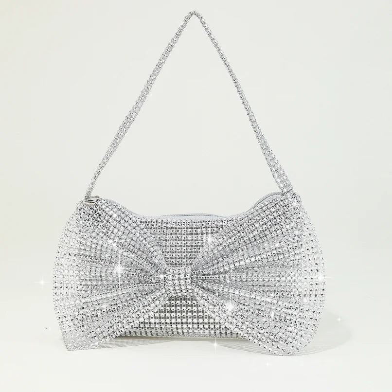 Trending Fashion Bow Women Clutch Bling Rhinestone Party Evening Bag