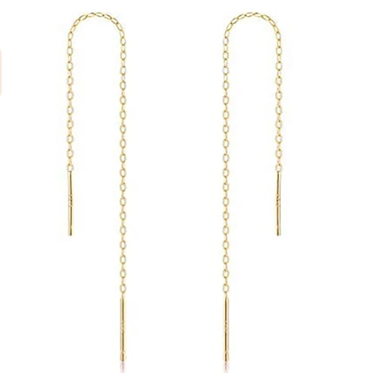 Fashion Modern Sterling Silver Long Chain Threader Earrings Curved Earrings for Women