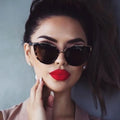 Trendy Retro Sunglasses for Ladies Factory Wholesale Fashion Cateye Leopard Female UV400 PC Metal Sun Glasses