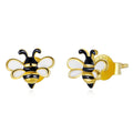 Factory Little Bee Stud Earrings 925 Sterling Silver Yellow Enamel Animal Insect Earrings for Women Statement Jewelry SCE1182