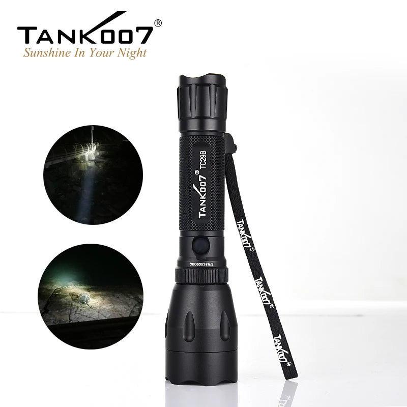 TANK007 Waterproof Long Range Torch Light High Power Camping Outdoor Tactical Flashlight Rechargeable Battery Linterna LED