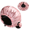 Custom Adjustable Reversible Silk Satin Bonnet Women Sleeping Cap Double Layer Head Cover Shower Cap Curly Springy Bonnet