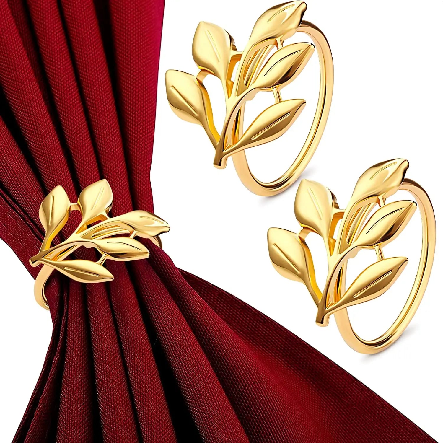 Zinc Alloy Eco-Friendly Multi-Color Elegant Leaf Napkin Ring Holders Wedding Table Decorations Wholesale Novelty Gifts