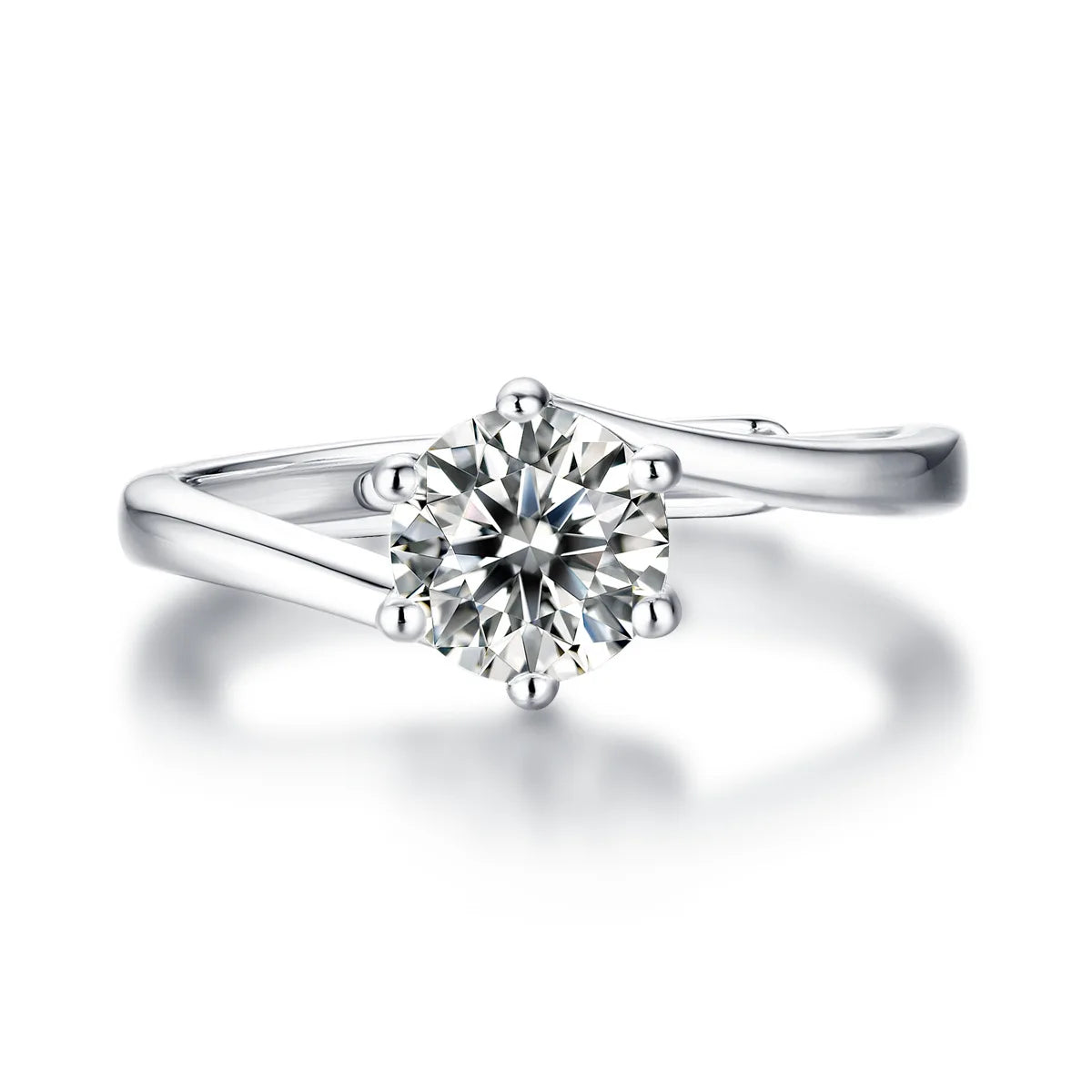Hot Sale 6 Claws Setting 1 Carat Moissanite Engagement Ring 925 Sterling Silver Jewelry for Women