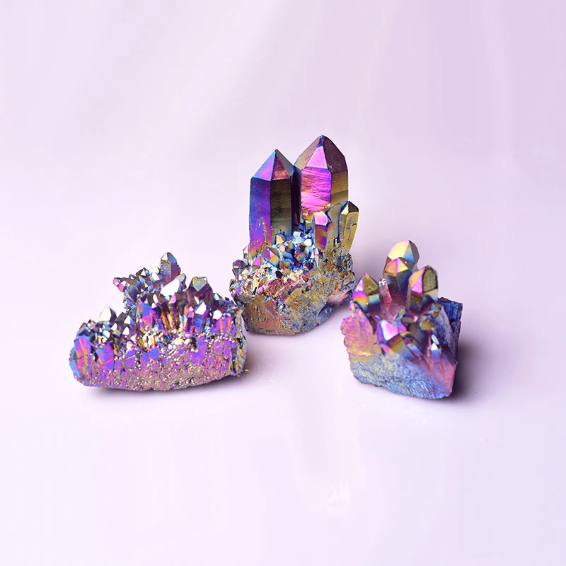 Wholesale Natural Electroplate Colorful Aura Quartz Crystal Cluster Colorful Quartz Cluster for Decoration