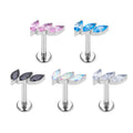 ASTM F136 G23 Titanium 16G Marquise Cut CZ Ear Studs Tragus Helix Lobe Earrings Labret Piercing Lip Nose Segment Fashion Jewelry
