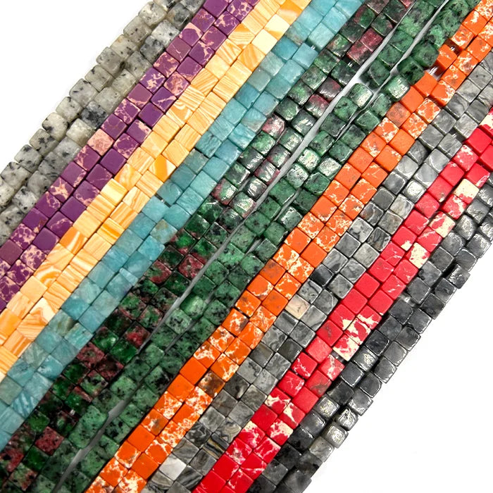 CC Jewellery DIY Kit Wholesale Rainbow Mix Color Sets Natural Stone Square Shaped Bracelet 4mm Beads for Jewelry Making