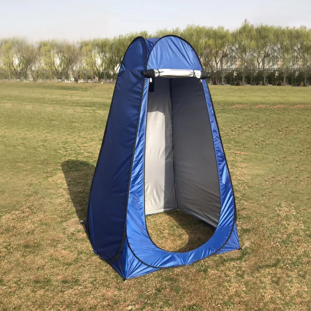 Camping Shower Tent Outdoor Washroom Tent 190T Polyester Silver Coating Waterproof 1000mm with Shower Hook and Inner Pockets
