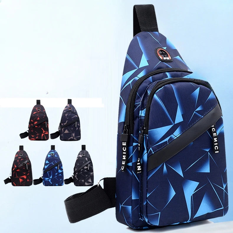 Men's Chest Bag With Headphone Hole  Multifunctional Traveling Shoulder Bag Casual Business Bags