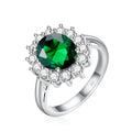 Shenzhen Factory Production Custom Princess Wedding Emerald Zircon Diana Sterling Silver 925 Jewellery Women Rings