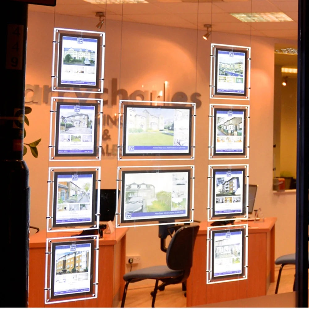 Litsign LS S1 Advertising Real Estate Sign Board Light Box LED Hanging Track Picture Frame Acrylic Pocket Display A2/A3/A4 Sizes