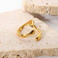 Geometric Stainless Steel Daily Life Wear Ring Dainty Summer Beach Ring Irregular Wave Ring Jewelry