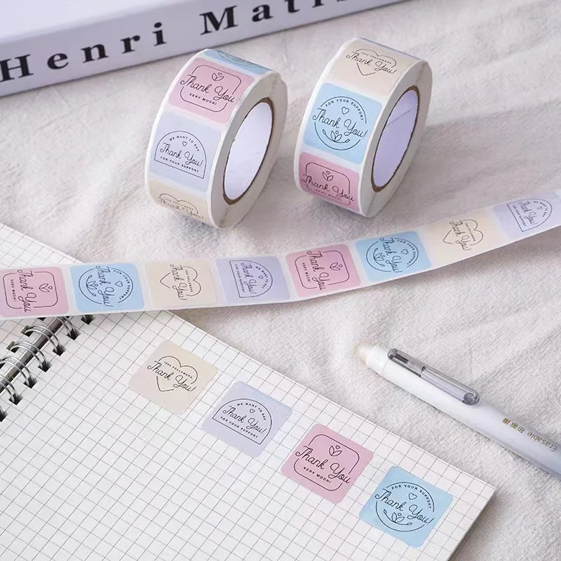 500PCS/Roll Wholesale Sealing Stickers Thanks to Handmade Crafts Wedding Decoration Sticker Label