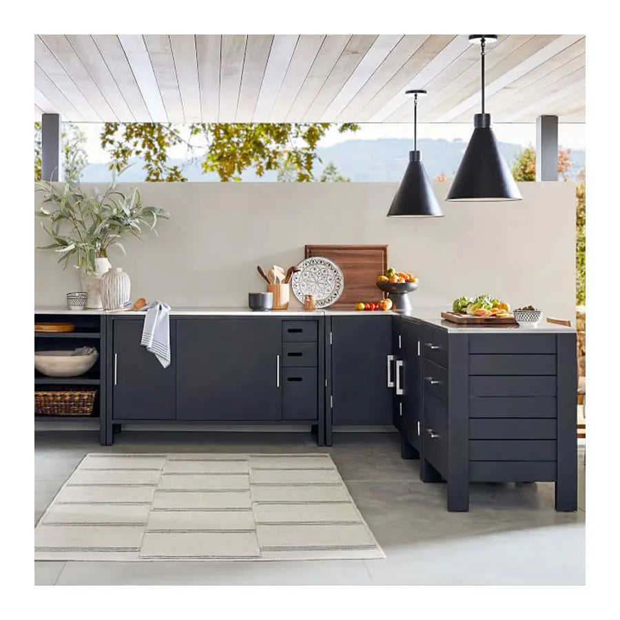 NICOCABINET Modern Tropical Designs Smart Aluminum BBQ Outdoor Kitchen Grill Cabinets with Sink Faucet Drawer Slide & Hinge