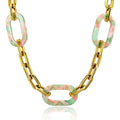 Gold Color Stainless Steel Chain Collar Necklace Acrylic Big Pendant Charm Choker Necklace for Women Statement Necklace Chain
