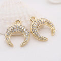 Factory Wholesale Fashion 14K Gold Plated Brass Crescent Shaped Pendant With Microset Zircon DIY Jewelry Necklace Making Charms
