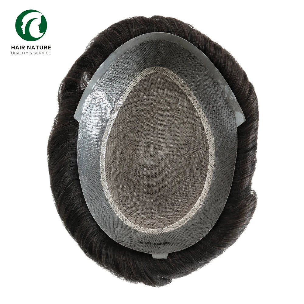 Mono PU Toupee for Man Indian Human Hair Durable Multiple Sizes Hair Proshesis Men with Thinning Hair