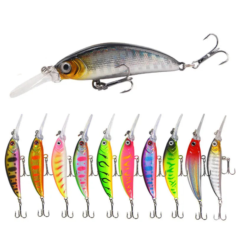 Wholesale 7cm/6g Hard Bait Fishing Lure Minnow Reflective Coating for Freshwater Salmon Catfish Marlin Cod Perch Snapper ABS