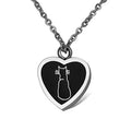 BIGGER ASHES CHAMBER Enamel Cat Heart Cremation Funeral Memento Gift Necklace Funeral Ash Stainless Steel Keepsake Jewelry