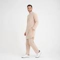 Traditional Qatari Style Men's Thobe Long Sleeve Casual Cotton Jubbah Breathable Polyester Material