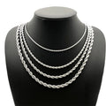 2-7mm Men Hip Hop Jewelry Necklaces Stainless Steel Link Chains Rope Chain Necklace