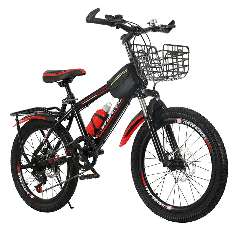 New 18 20 22 24 Inch Girls' Toddler Kids Bicycle Disc Brake 6-Speed Steel Fork with Backseat and Basket for Children