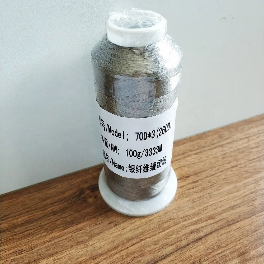 100% Silver Fiber Conductive Sewing Thread - Antibacterial Anti-Static Yarn for Smart Textiles
