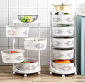 Kitchen Shelves Rotatable Floor Multi-layers Storage Rack Multipurpose Kitchen Vegetable Plastic Storage Rack With Wheels
