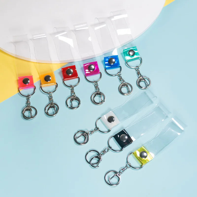 Cute Transparent PVC Key Chain Candy Colored Pendant Key Wristlet Keychain