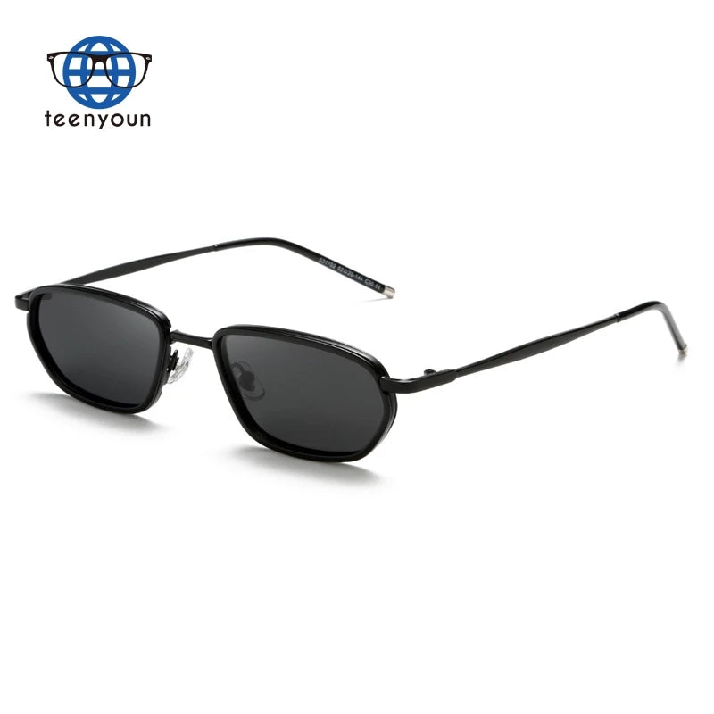 Teenyoun 2024 Luxury Custom Logo Polarized UV400 Lens Sun Glasses Metal Frame Small Oval Famous Brands Men Sun Glasses