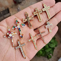 CZ8146  18k Gold Plated CZ Zircon Micro Pave Cross Bracelet Charm Connector for Bracelet Jewelry Making