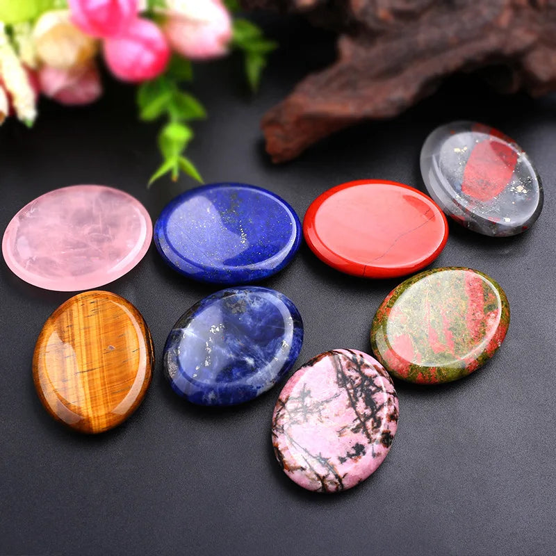 HZ Gemstone Bulk Wholesale Natural Mixed Crystal Palm Stone Semi-precious Thumb Black Obsidian Worry Stone