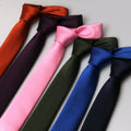 Luxury 6cm Narrow Microfiber Polyester Necktie for Men Waterproof Grenadine Plain Silky Tie for Gift