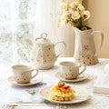 Japanese Style Sakura Stoneware Eco-Friendly Tea & Coffee Set with Teapot Cup Customizable Color for Home & Commercial Use