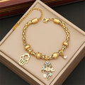 Wholesale New Stainless Steel Personalized Charm Palm Bracelets Eye Flower Fine Jewelry Bracelets